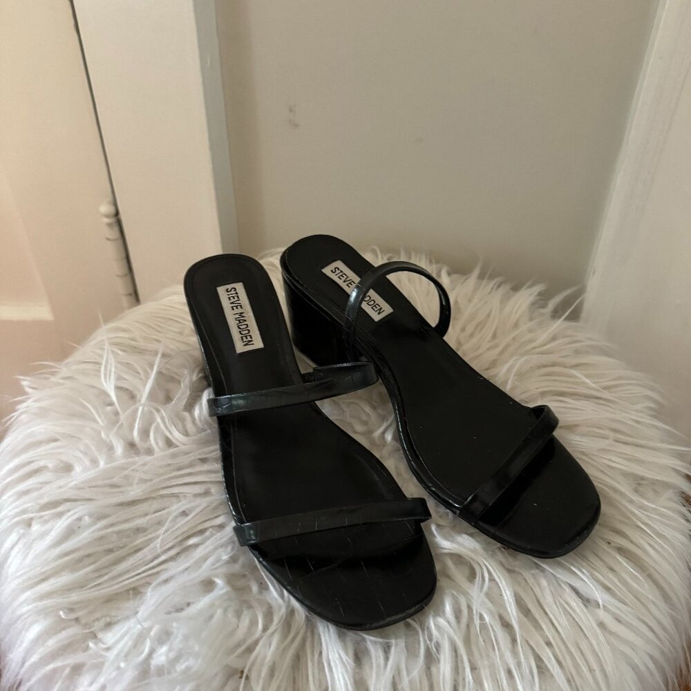 Simple Steve Madden Black Heeled Sandals